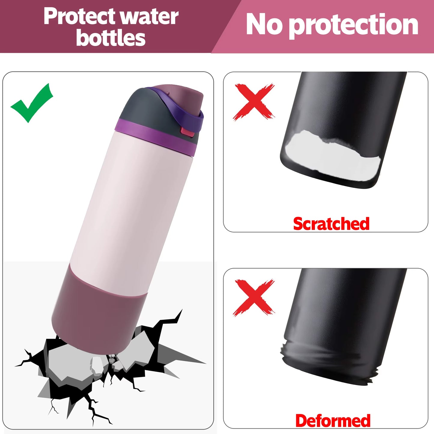 Silicone Water Bottle Boot Anti-Slip for Owala 24Oz 32Oz 40Oz Protective Sleeve Bottom Protector Quencher Adventure