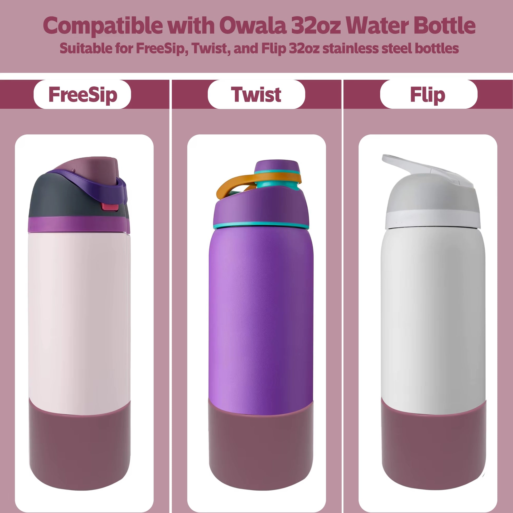 Silicone Water Bottle Boot Anti-Slip for Owala 24Oz 32Oz 40Oz Protective Sleeve Bottom Protector Quencher Adventure